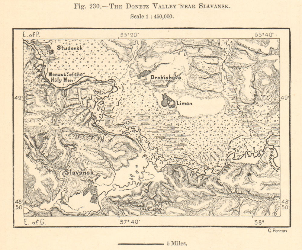 The Donetz Valley in the environs of Slovyansk. Ukraine. Sketch map 1885